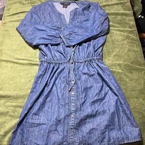 Calvin Klein 3/4 Sleeve Denim Drawstring Dress